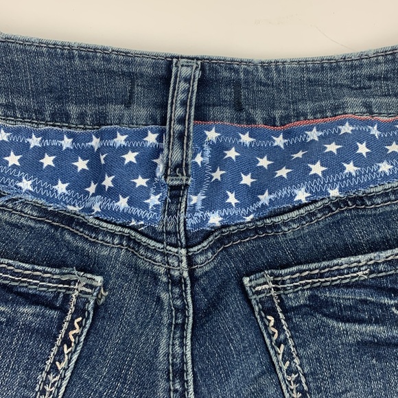 Silver Jeans Custom Modified USA America Distressed Straight Jeans Patches Sz 28 - Picture 8 of 16
